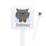Hipster Cats Square Plastic Stir Sticks - Double Sided (Personalized)