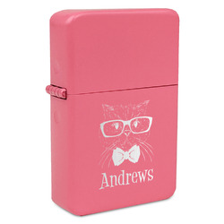 Hipster Cats Windproof Lighter - Pink - Double Sided & Lid Engraved (Personalized)