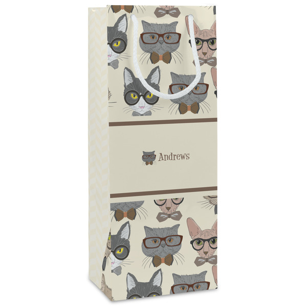 Custom Hipster Cats Wine Gift Bags - Matte (Personalized)
