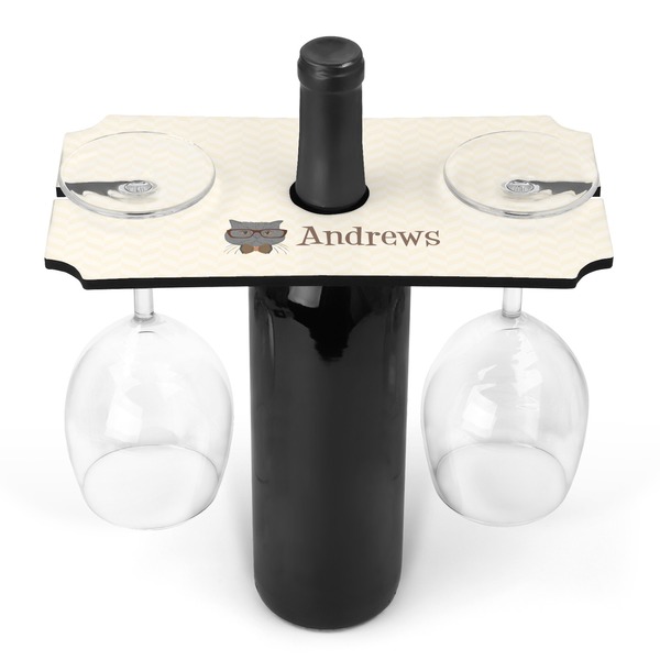 Custom Hipster Cats Wine Bottle & Glass Holder (Personalized)