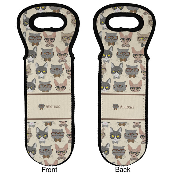 Hipster Cats Wine Tote Front & Back