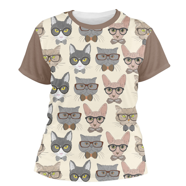 Custom Hipster Cats Women's Crew T-Shirt - Large