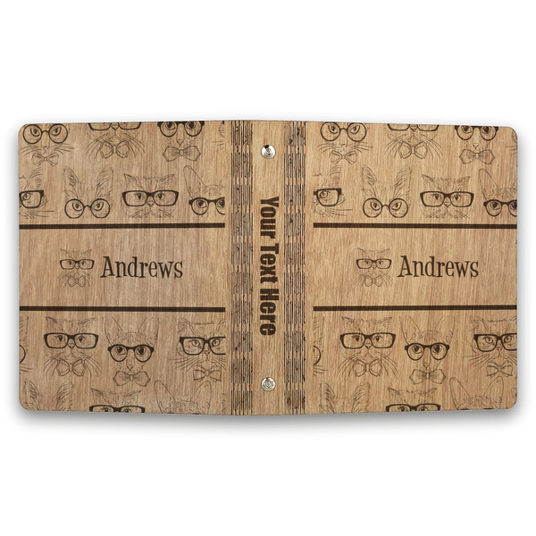 Hipster Cats Wood 3-Ring Binders - 1" Half-Letter - Approval