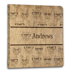 Hipster Cats Wood 3-Ring Binder - 1" Letter Size (Personalized)