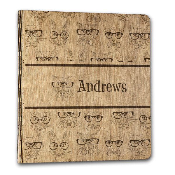 Hipster Cats Wood 3-Ring Binders - 1" Letter - Front