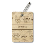 Hipster Cats Wood Luggage Tag - Rectangle (Personalized)