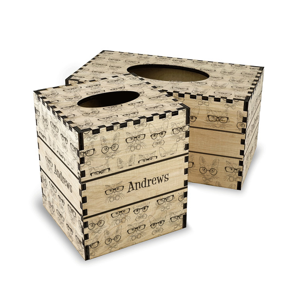 Hipster Cats Wood Tissue Box Covers - Parent/Main