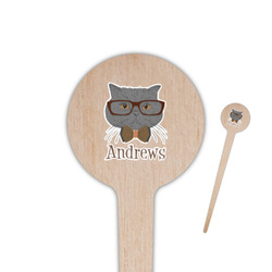 Hipster Cats 4" Round Wooden Food Picks - Single Sided (Personalized)