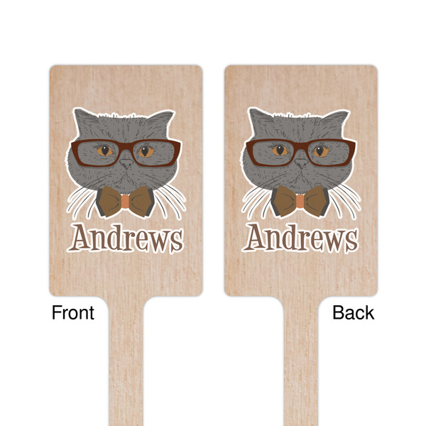 Hipster Cats Wooden 6.25" Stir Stick - Rectangular - Double Sided - Front & Back