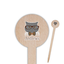 Hipster Cats 6" Round Wooden Food Picks - Single Sided (Personalized)
