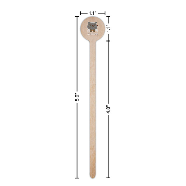 Hipster Cats Wooden 6" Stir Stick - Round - Dimensions