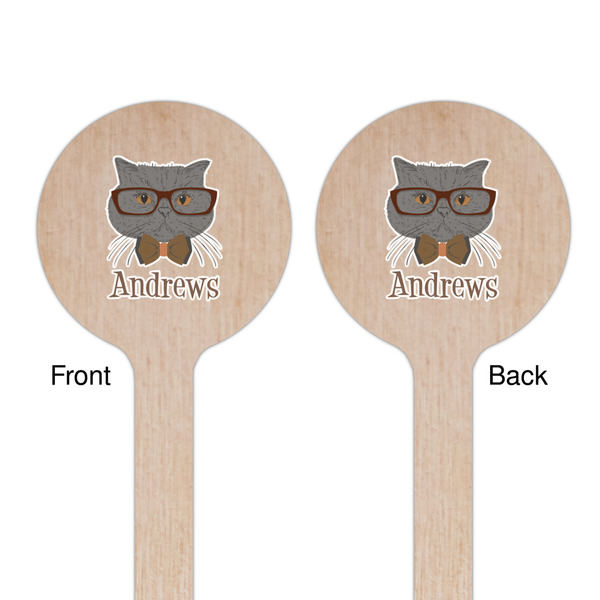 Hipster Cats Wooden 7.5" Stir Stick - Round - Double Sided - Front & Back