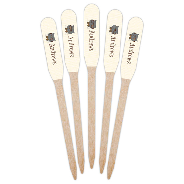Hipster Cats Wooden Food Pick - Paddle - Fan View