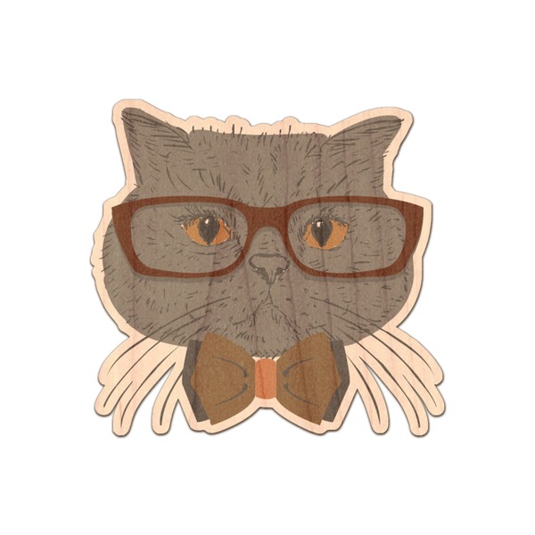 Custom Hipster Cats Genuine Maple or Cherry Wood Sticker