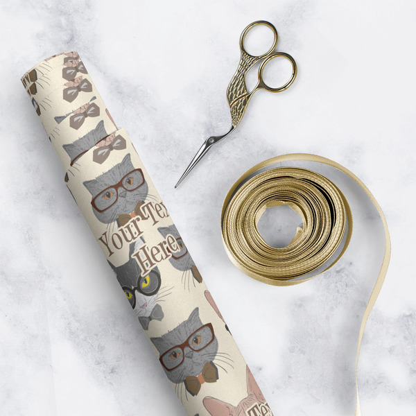 Hipster Cats Wrapping Paper Roll - Matte - In Context