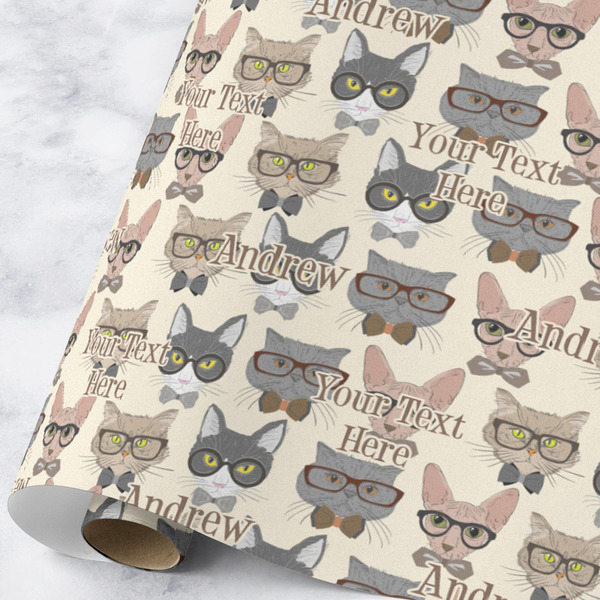Custom Hipster Cats Wrapping Paper Roll - Large - Matte (Personalized)