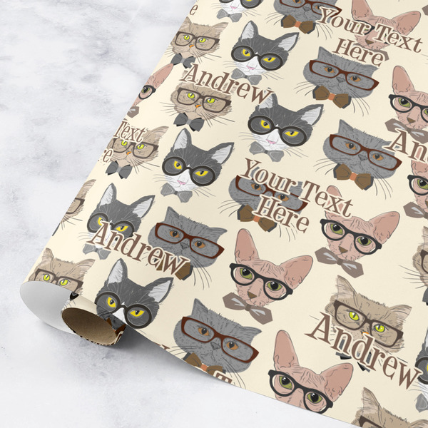 Custom Hipster Cats Wrapping Paper Roll - Small (Personalized)