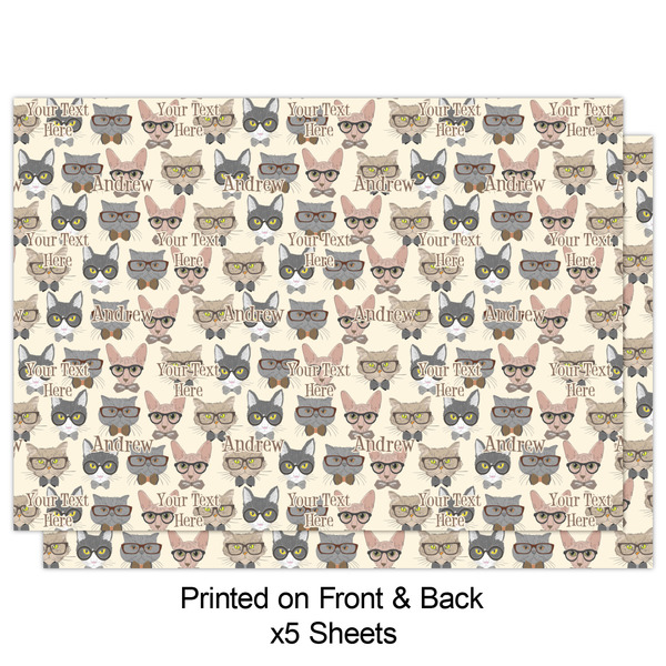 Hipster Cats Wrapping Paper Sheet - Double Sided - Front