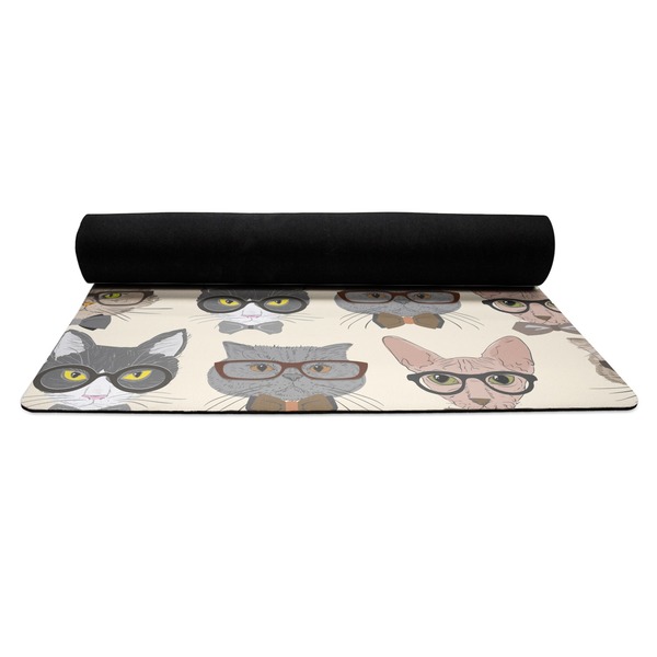 Hipster Cats Yoga Mat Rolled up Black Rubber Backing