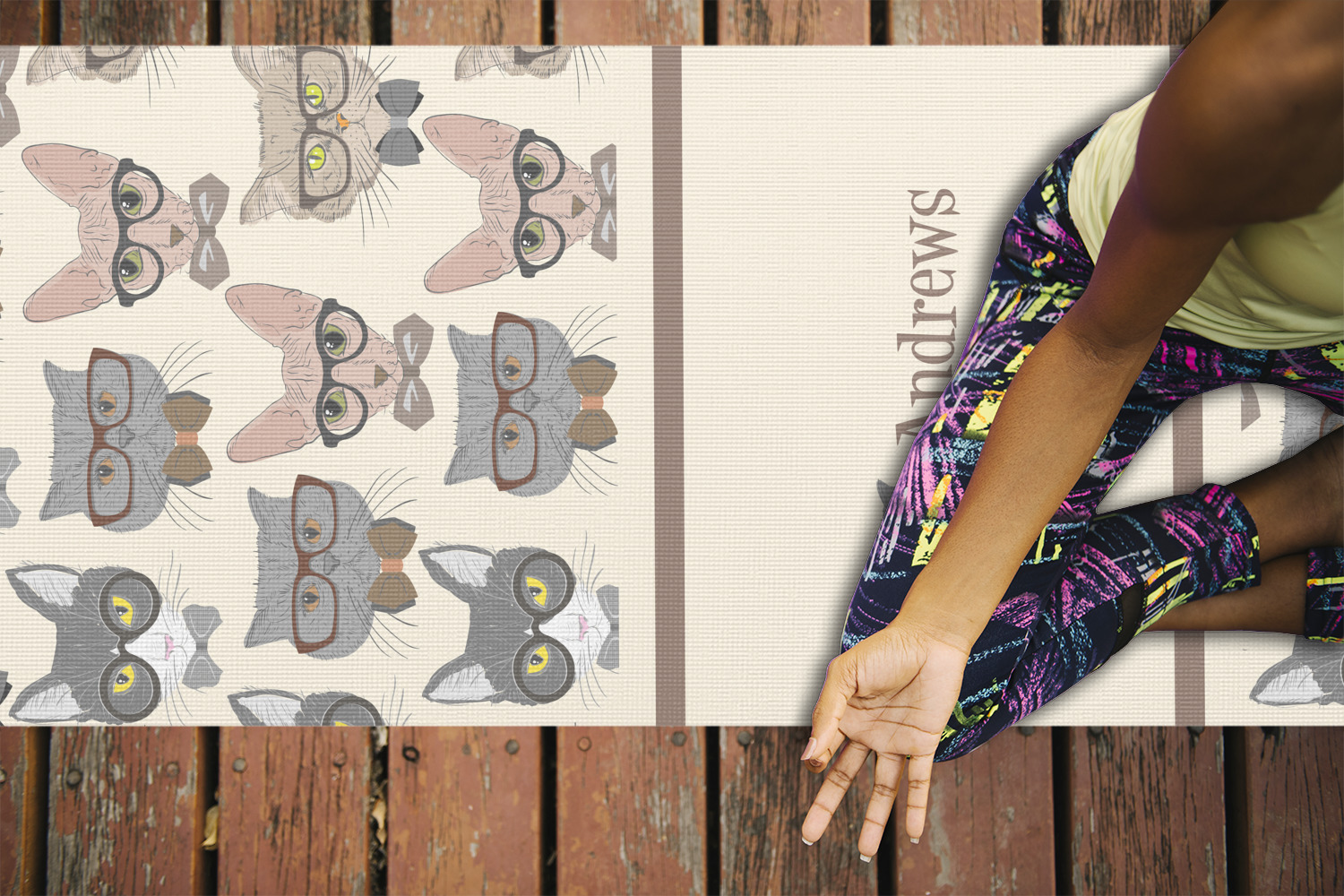 Custom Hipster Cats Yoga Mat (Personalized) YouCustomizeIt