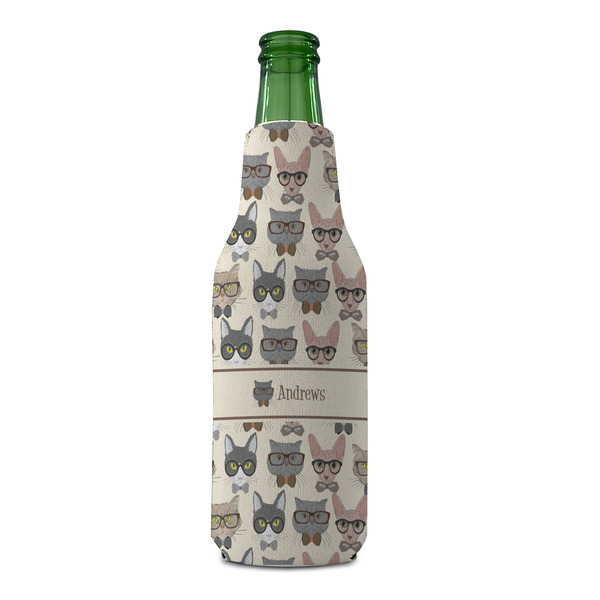 Hipster Cats Zipper Bottle Cooler - FRONT (bottle)