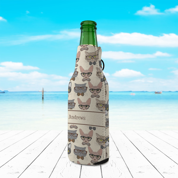 Hipster Cats Zipper Bottle Cooler - LIFESTYLE