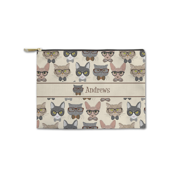 Custom Hipster Cats Zipper Pouch - Small - 8.5"x6" (Personalized)