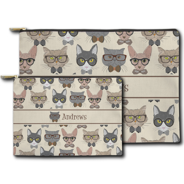 Hipster Cats Zippered Pouches - Size Comparison