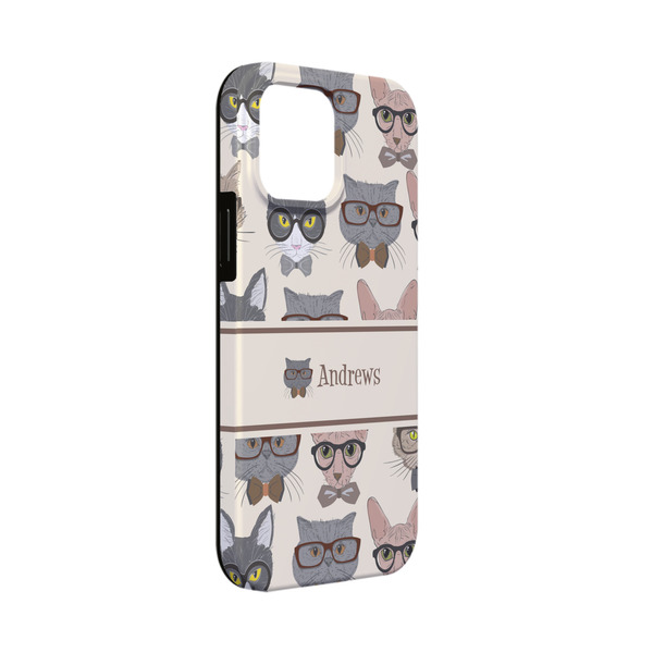 Custom Hipster Cats iPhone Case - Rubber Lined - iPhone 13 Mini (Personalized)