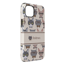Hipster Cats iPhone Case - Rubber Lined - iPhone 14 Plus (Personalized)