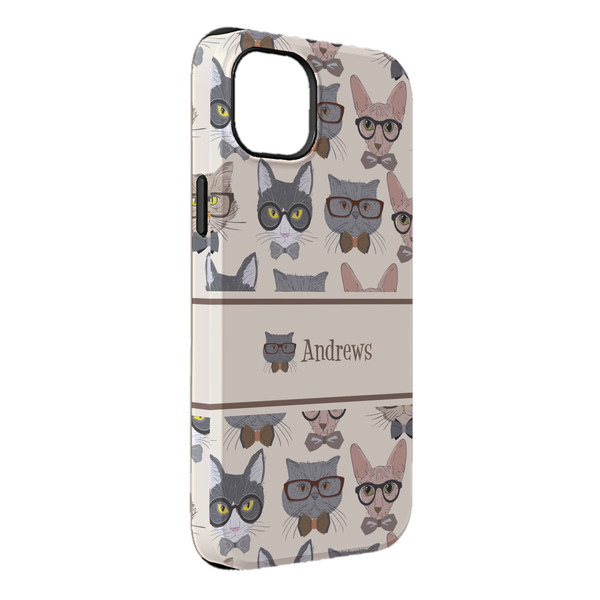 Custom Hipster Cats iPhone Case - Rubber Lined - iPhone 14 Plus (Personalized)