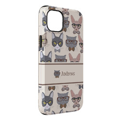 Hipster Cats iPhone Case - Rubber Lined - iPhone 14 Pro Max (Personalized)
