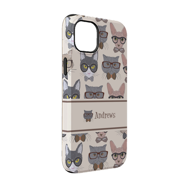 Custom Hipster Cats iPhone Case - Rubber Lined - iPhone 14 Pro (Personalized)
