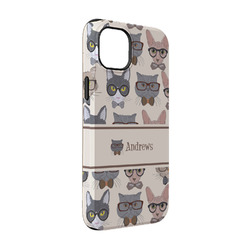 Hipster Cats iPhone Case - Rubber Lined - iPhone 14 (Personalized)