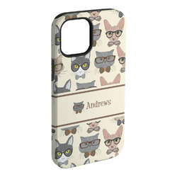 Hipster Cats iPhone Case - Rubber Lined - iPhone 15 Plus (Personalized)
