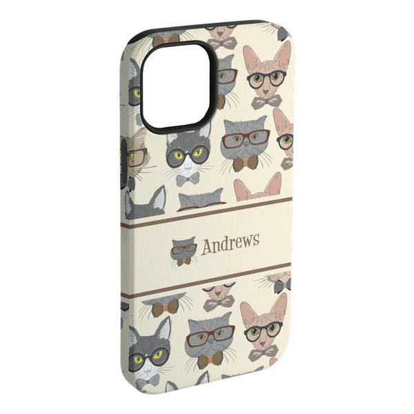 Custom Hipster Cats iPhone Case - Rubber Lined - iPhone 15 Plus (Personalized)