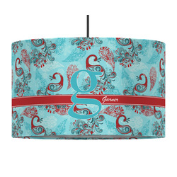 Peacock 12" Drum Pendant Lamp - Fabric (Personalized)