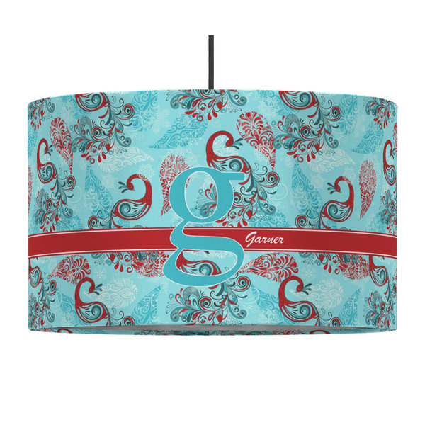 Peacock 12" Drum Lampshade - PENDANT (Fabric)