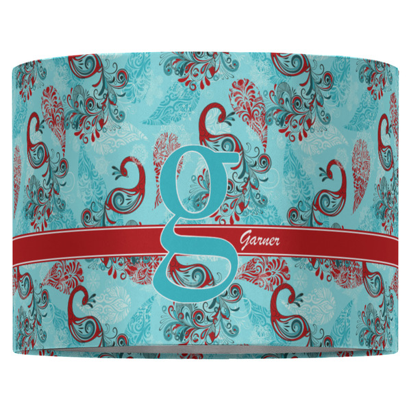 Peacock 16" Drum Lampshade - FRONT (Fabric)
