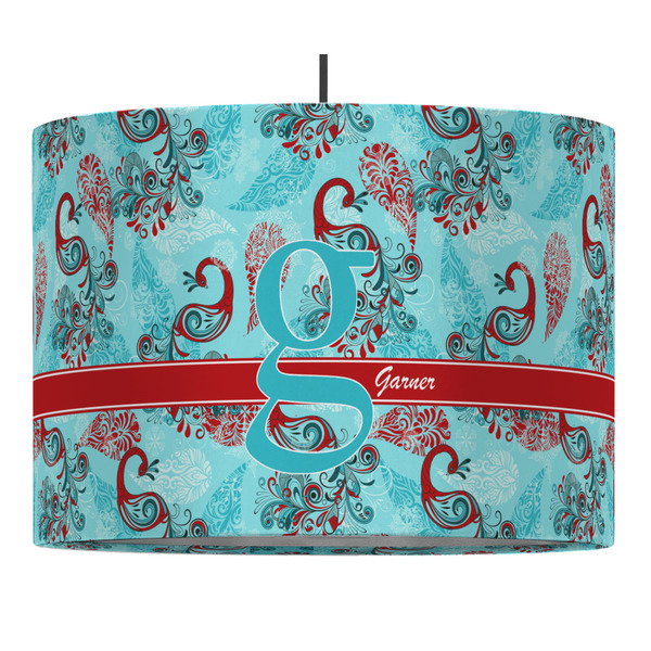 Custom Peacock 16" Drum Pendant Lamp - Fabric (Personalized)