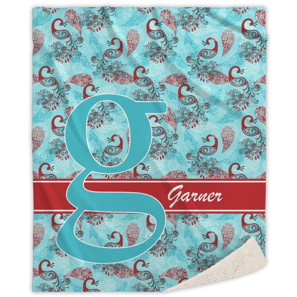 Custom Peacock Sherpa Throw Blanket - 60"x80" (Personalized)