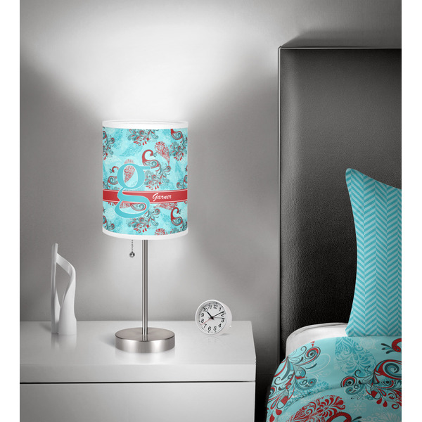 Peacock 7 inch drum lamp shade - in room