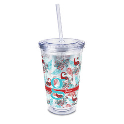 Peacock 16oz Double Wall Acrylic Tumbler with Lid & Straw - Full Print (Personalized)