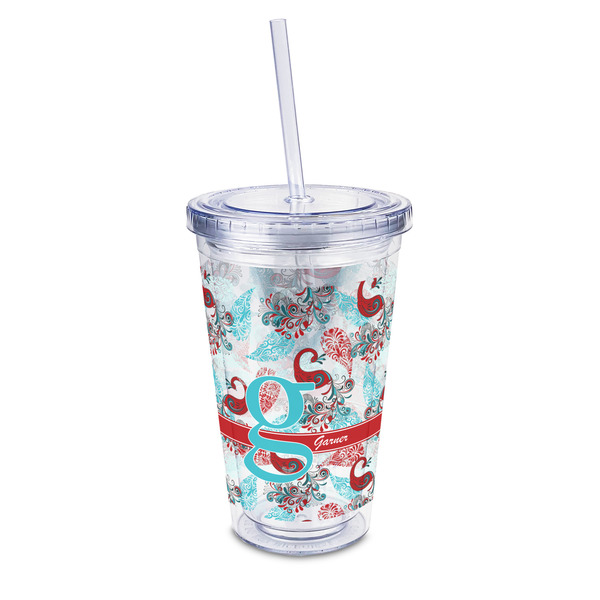 Custom Peacock 16oz Double Wall Acrylic Tumbler with Lid & Straw - Full Print (Personalized)