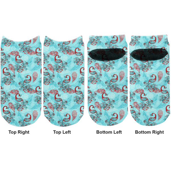 Peacock Adult Ankle Socks - Double Pair - Front and Back - Apvl