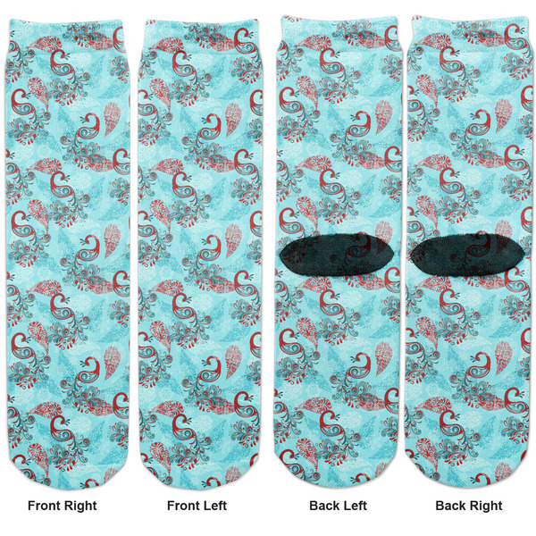 Peacock Adult Crew Socks - Double Pair - Front and Back - Apvl