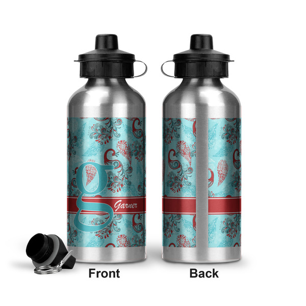 Peacock Aluminum Water Bottle - Front and Back