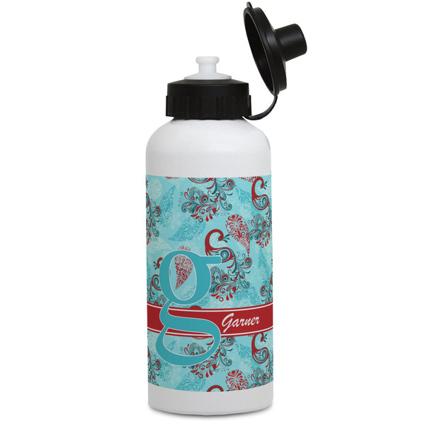 Custom Peacock Water Bottles - Aluminum - 20 oz - White (Personalized)