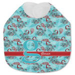 Peacock Jersey Knit Baby Bib w/ Name and Initial