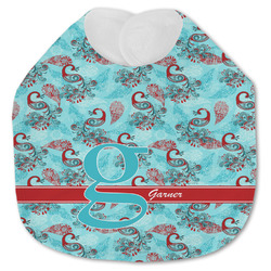 Peacock Jersey Knit Baby Bib w/ Name and Initial